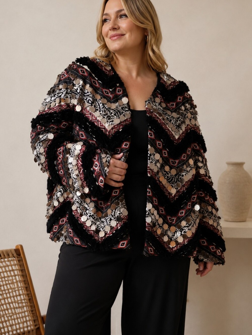 NWOT Boho unique detailing open jacket/blazer